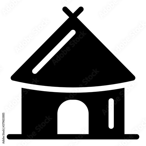 
A solid vector design of traditional afrian village hut icon
