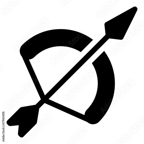 
Bow and arrow icon in glyph style, archery vector 

