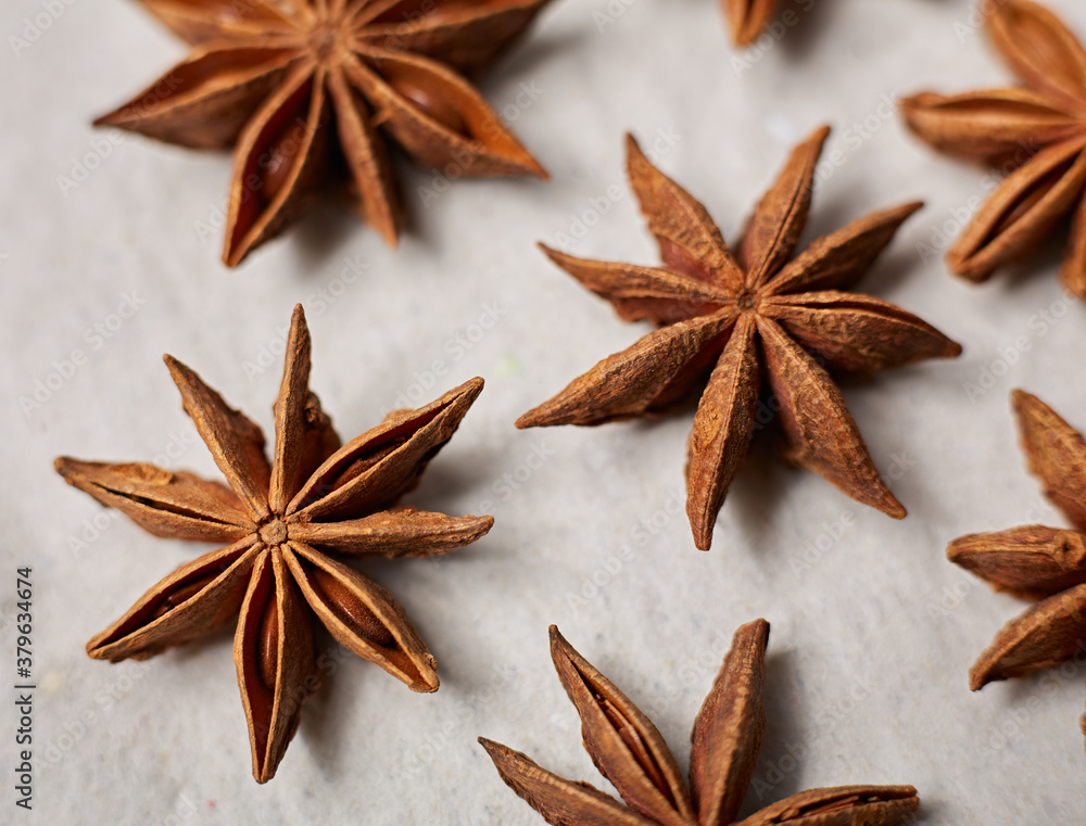Star anise spice fruits and seeds. Spice. Seasoning. Star anise spice fruits and seeds. Spice. Seasoning.