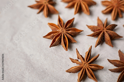 Star anise spice fruits and seeds. Spice. Seasoning.