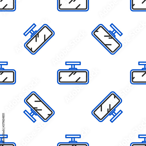Line Car mirror icon isolated seamless pattern on white background. Colorful outline concept. Vector.