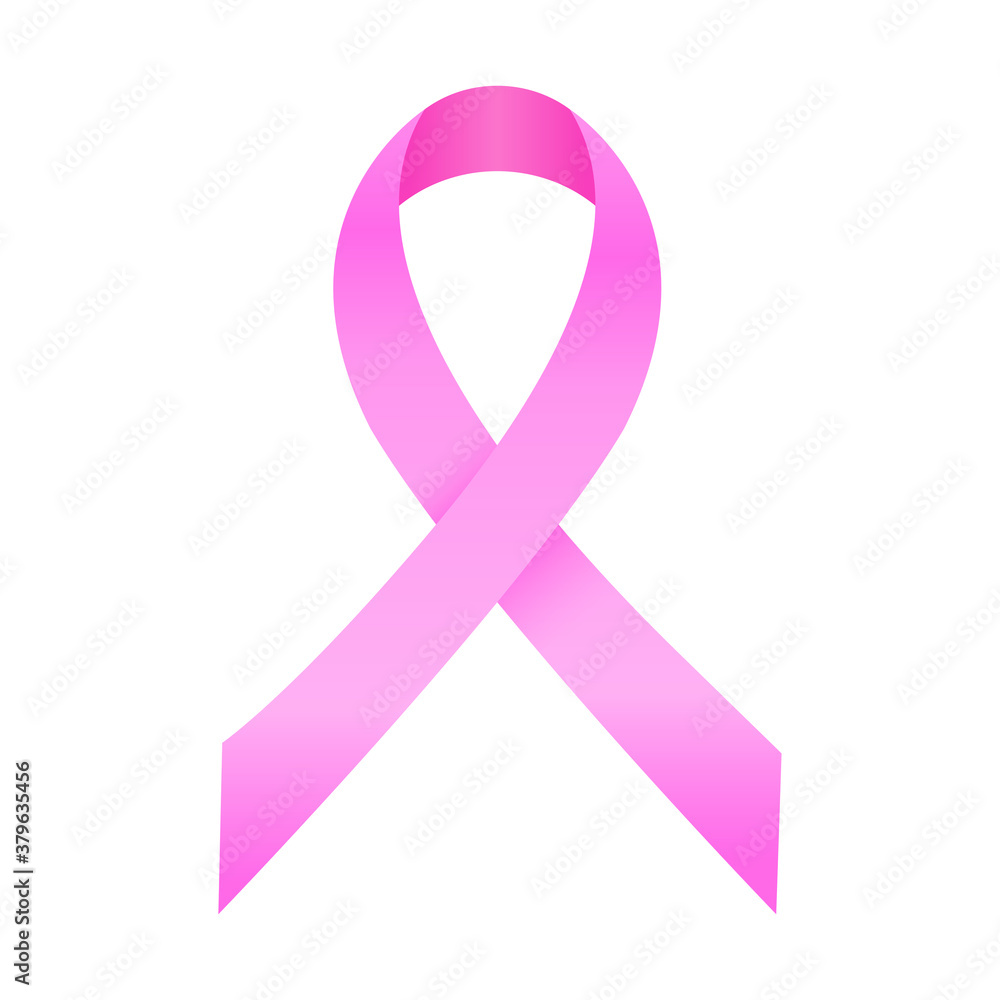 Pink ribbon - breast cancer sign. Symbol of National Breast Cancer Awareness Month. Isolated on white background. Vector illustration. Pink ribbon - breast cancer sign. Symbol of National Breast Cancer Awareness Month. Isolated on white background. Vector illustration.