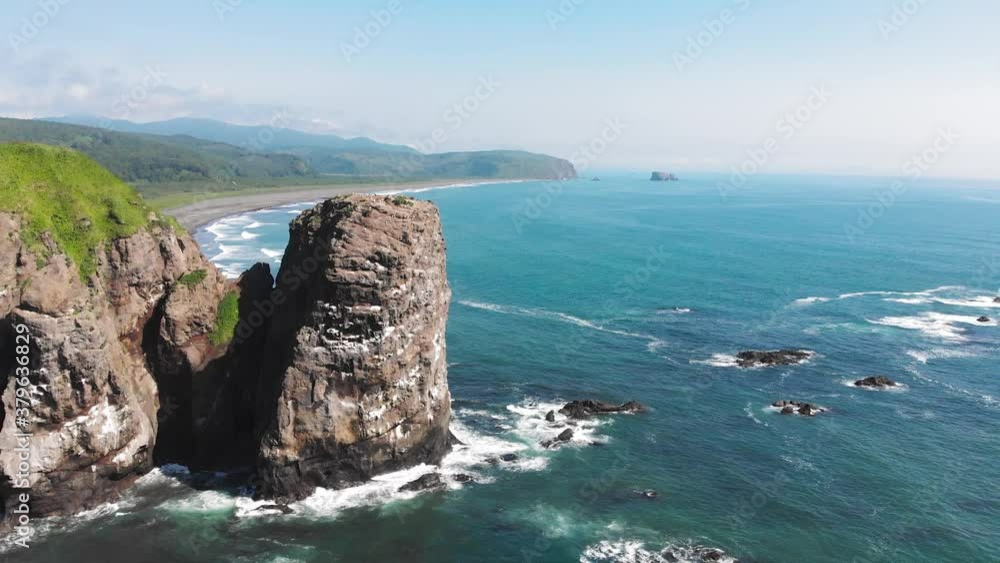 Aerial drone video of tropical paradise turquoise beach in mediterranean destination Aerial drone video of tropical paradise turquoise beach in mediterranean destination