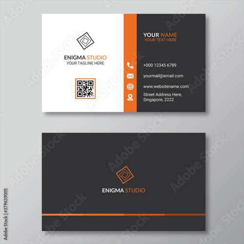 Grey and orange corporate business card design