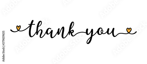 Hand sketched THANK YOU quote as ad, web banner. Lettering for banner, header, card, poster, flyer
