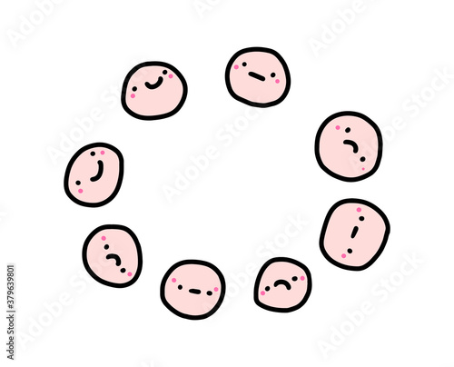 Group of people talking group psychotherapy in cartoon comic style