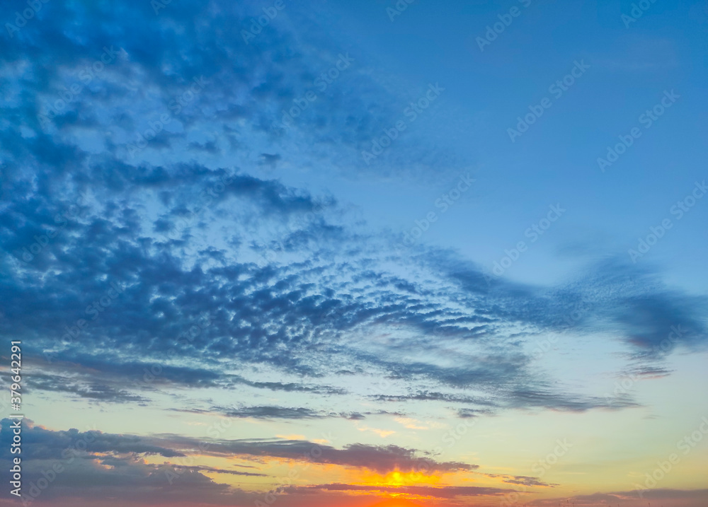 Sunset and cloud in sky for background.