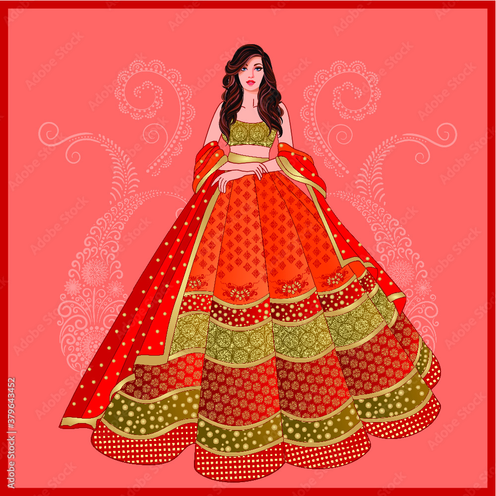 indian woman in traditional dress Stock Vector | Adobe Stock