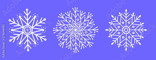 Pattern for embroidery vector set of mandalas. Collection of stylized stars and snowflakes in line style. Vector round ethnic ornaments. New Year's decorative details. White design elements on a blue