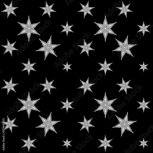 Vector seamless background with light snowflakes on a dark background, winter pattern © nmarty