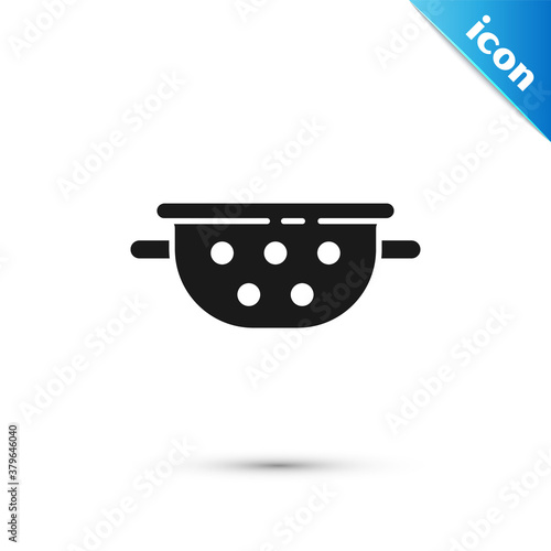 Grey Kitchen colander icon isolated on white background. Cooking utensil. Cutlery sign. Vector.