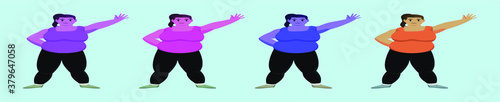 set of fat women cartoon icon design template with various models. vector illustration isolated on blue background