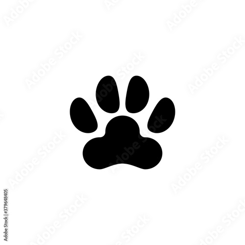 Dog or Cat Paw Print, Animal Imprint. Flat Vector Icon illustration. Simple black symbol on white background. Dog or Cat Paw Print, Animal Imprint sign design template for web and mobile UI element.