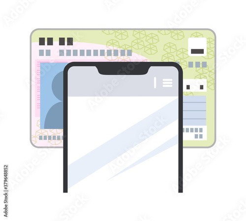 スマホでマイナンバーカードの読み取りをしているイラスト（シンプル）