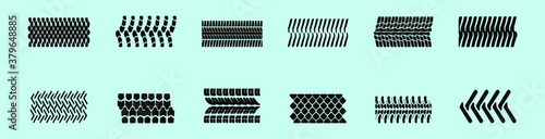 set of wheel tire tracks cartoon icon design template with various models. vector illustration isolated on blue background