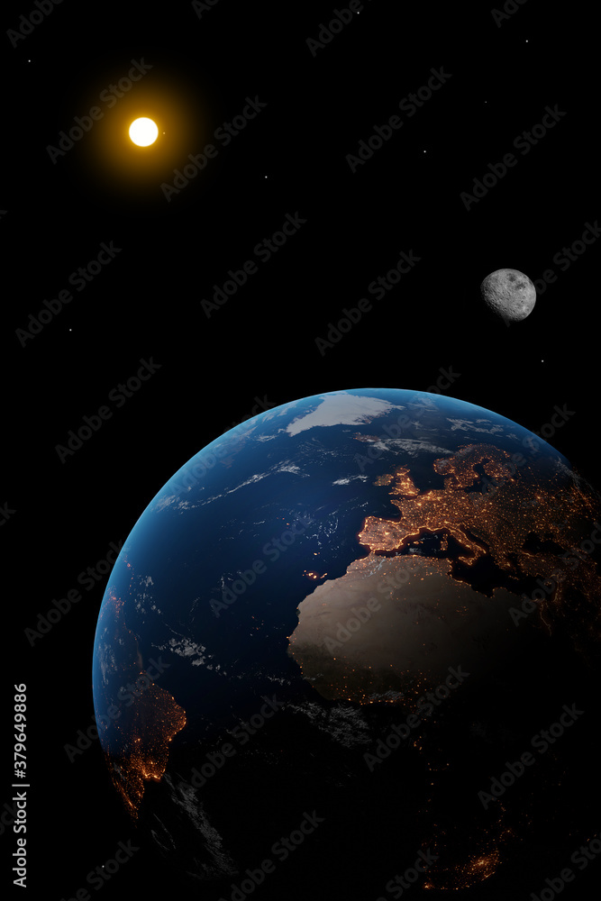 earth at the night. my world. elements of this image furnished by NASA. 3D illustration earth at the night. my world. elements of this image furnished by NASA. 3D illustration