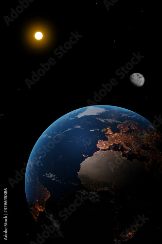 earth at the night. my world. elements of this image furnished by NASA. 3D illustration