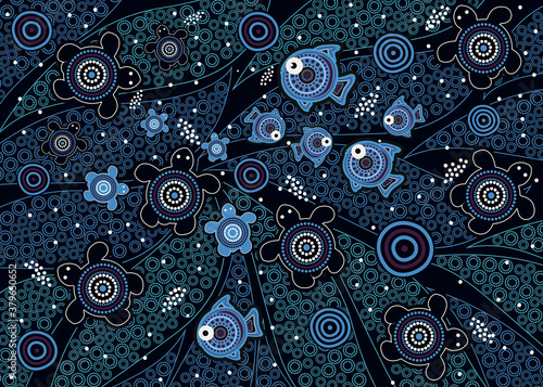 Underwater concept aboriginal art vector background