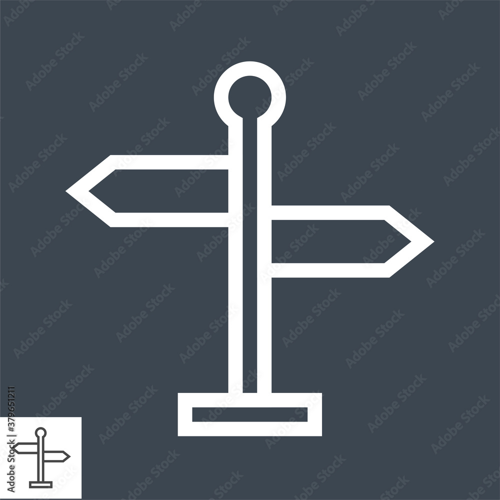 Signpost Thin Line Vector Icon. Flat icon isolated on the black background. Editable EPS file. Vector illustration.