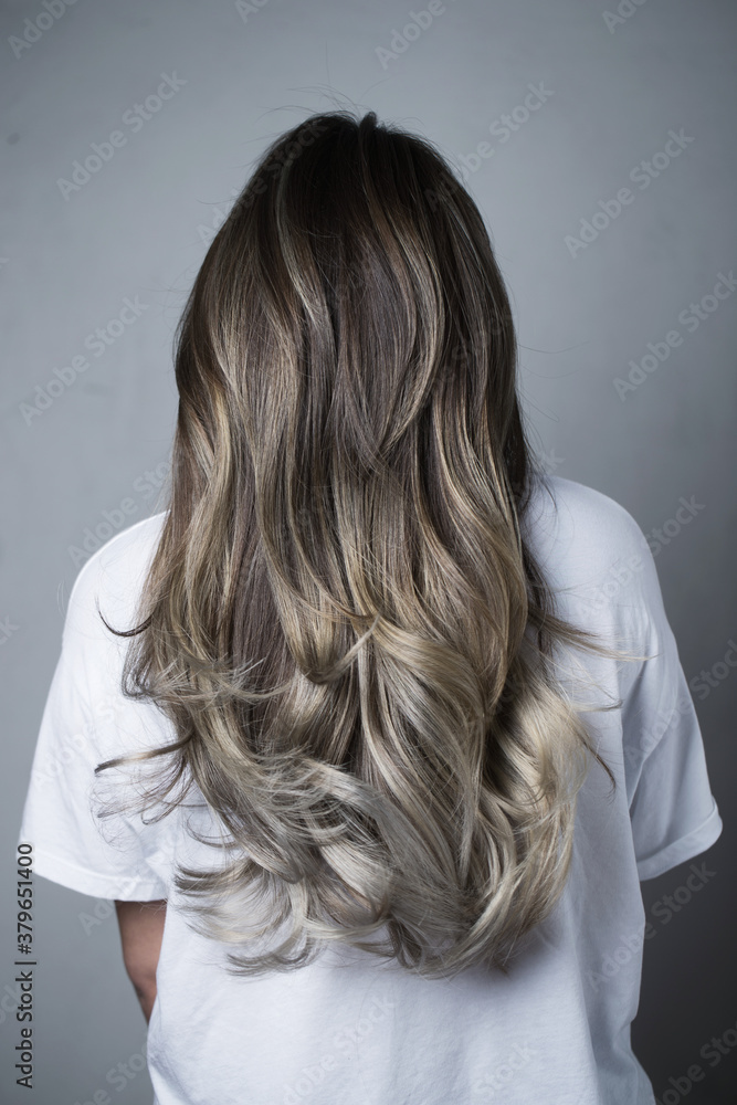Naklejka premium Grey colored hair
