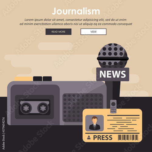 Journalism, Television, Radio, Press Conference Concept. Flat Vector Illustration