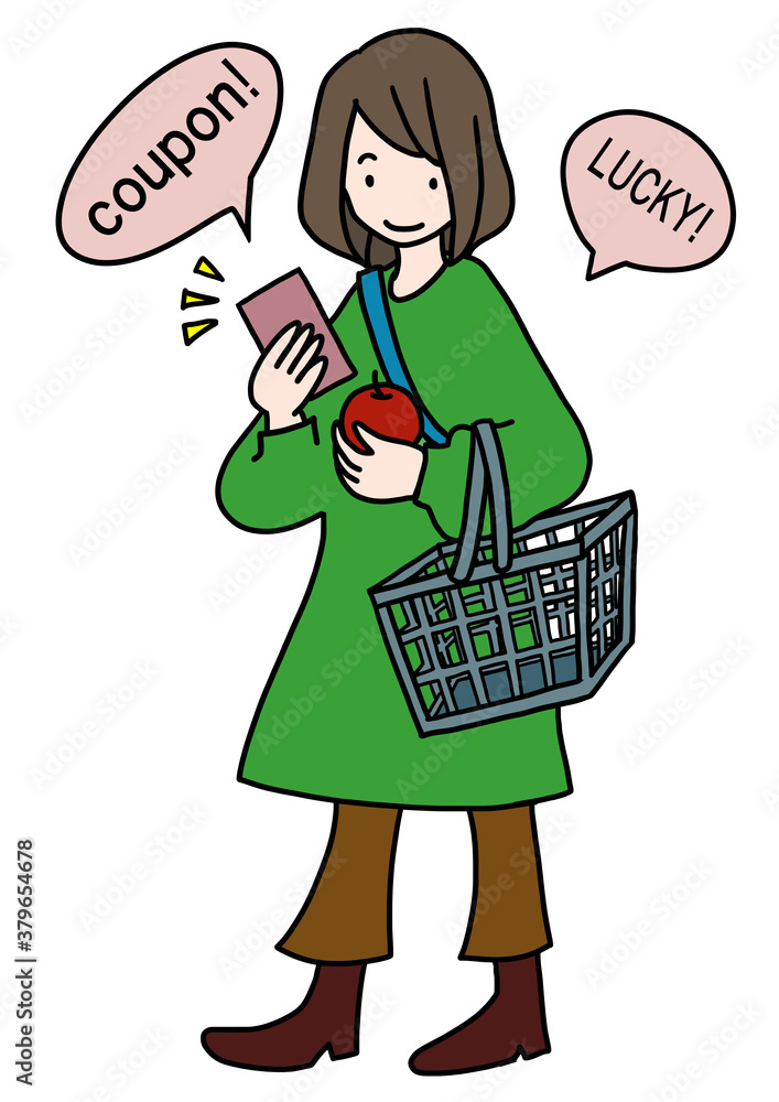 スマホで商品割引きクーポンを手に入れて得をした気分の女性の手描きイラスト Illustration Stock Adobe Stock スマホで商品割引きクーポンを手に入れて得をした気分の女性の手描きイラスト Illustration Stock Adobe Stock