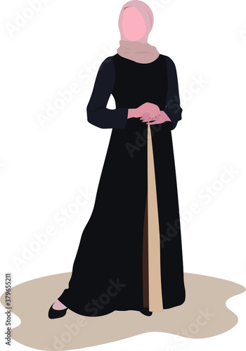 emirati arabic  young muslim woman in the black beautiful abaya and hijab from united arab emirates faceless model