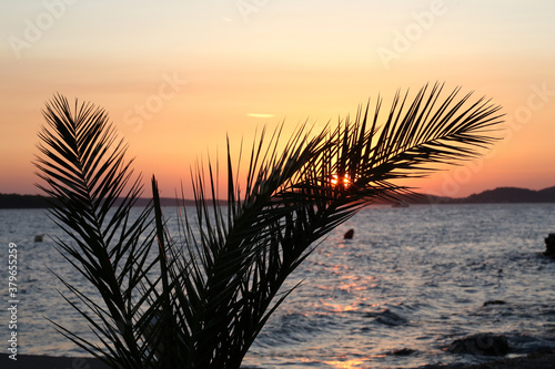 Beautiful summer sunset at sea in Croatia