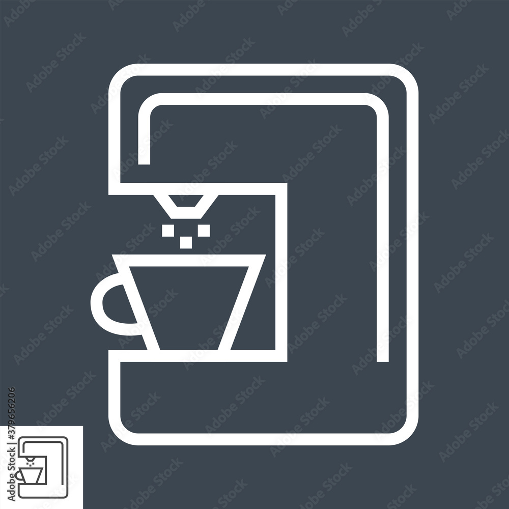Coffee Maker Thin Line Vector Icon Isolated on the Black Background. Coffee Maker Thin Line Vector Icon Isolated on the Black Background.