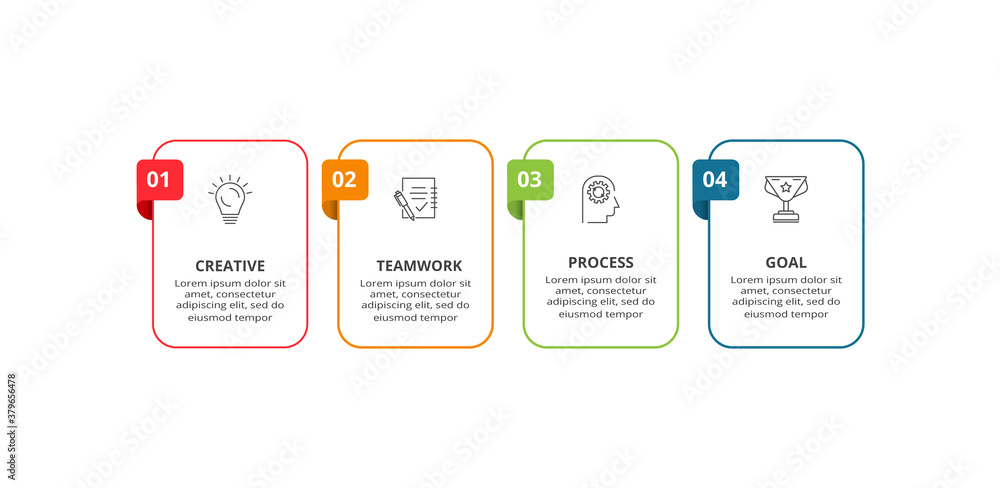 Obraz premium Thin line element for infographic. Template for diagram, graph, presentation and chart. Concept with 4 options.