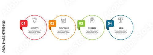 Thin line element for infographic. Template for diagram, graph, presentation and chart. Concept with 4 options.