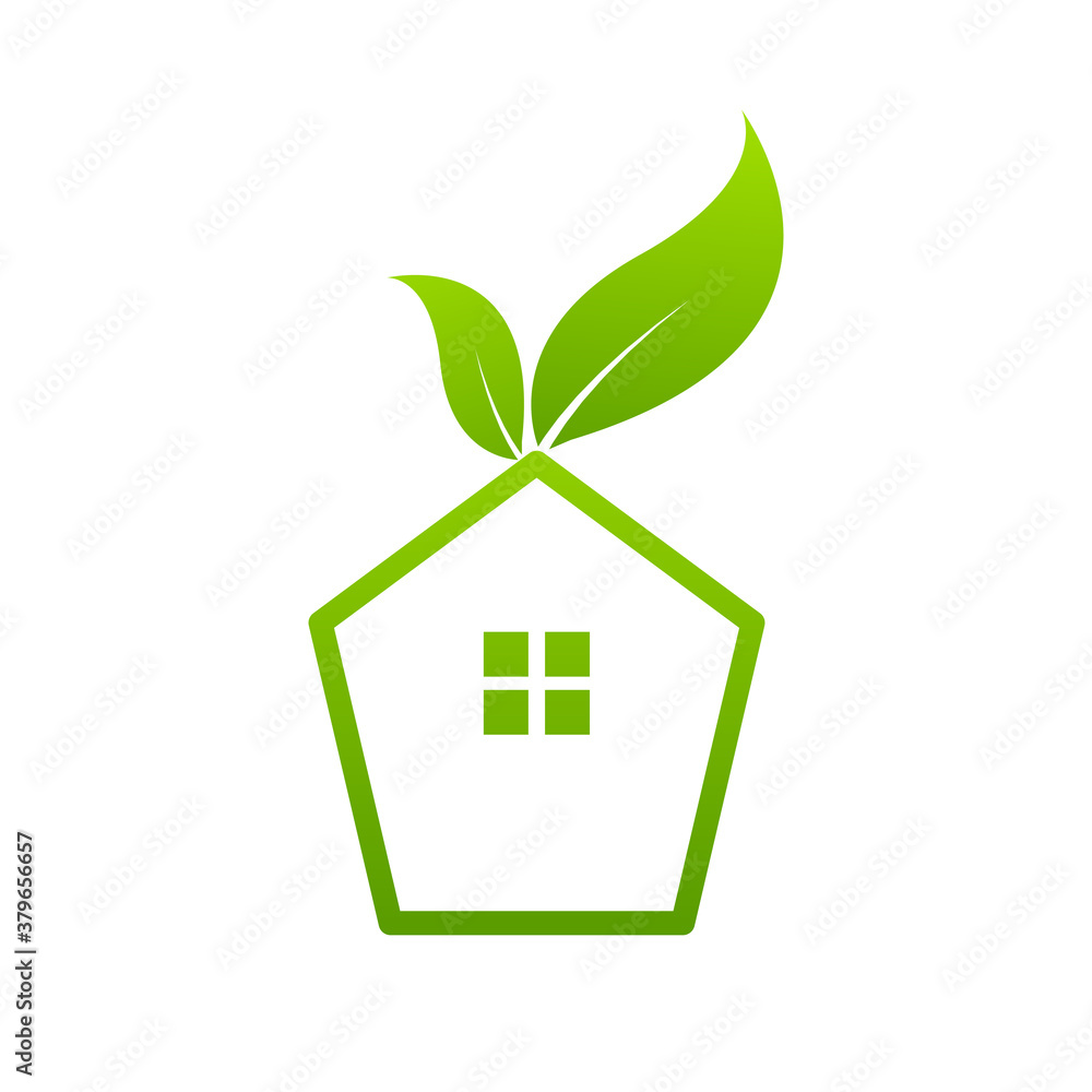 Leaf and Green House icon Template Leaf and Green House icon Template