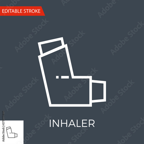 Inhaler Thin Line Vector Icon. Flat Icon Isolated on the Black Background. Editable Stroke EPS file. Vector illustration.