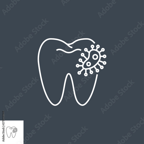 Dental Bacteria Line Icon. Dental Bacteria Line Related Vector Icon. Isolated on Black Background. Editable Stroke.