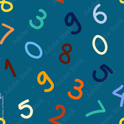 Colorful Hand Written Number Seamless Pattern