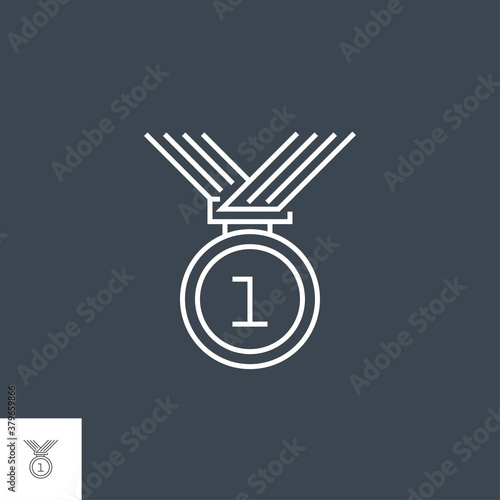Award Related Vector Thin Line Icon. Isolated on White Background. Editable Stroke. Vector Illustration.