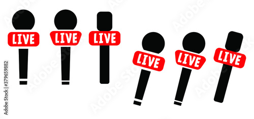 Stream Broadcast press Live news microphone icon Vector speech design for voice recording studio icon TV radio report program Paparazzi media Reportage journalist Fact or fake interview Podcast