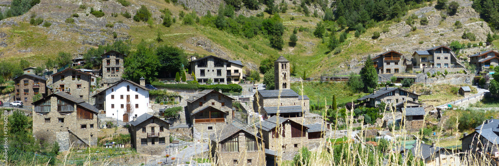 Panoramic view of the town of Pal, Andorra. Pyrenees