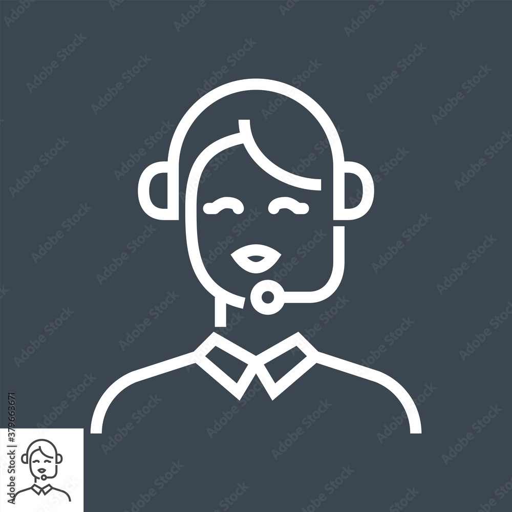 Call Center Operator Thin Line Vector Icon. Flat icon isolated on the black background. Editable EPS file. Vector illustration. Call Center Operator Thin Line Vector Icon. Flat icon isolated on the black background. Editable EPS file. Vector illustration.
