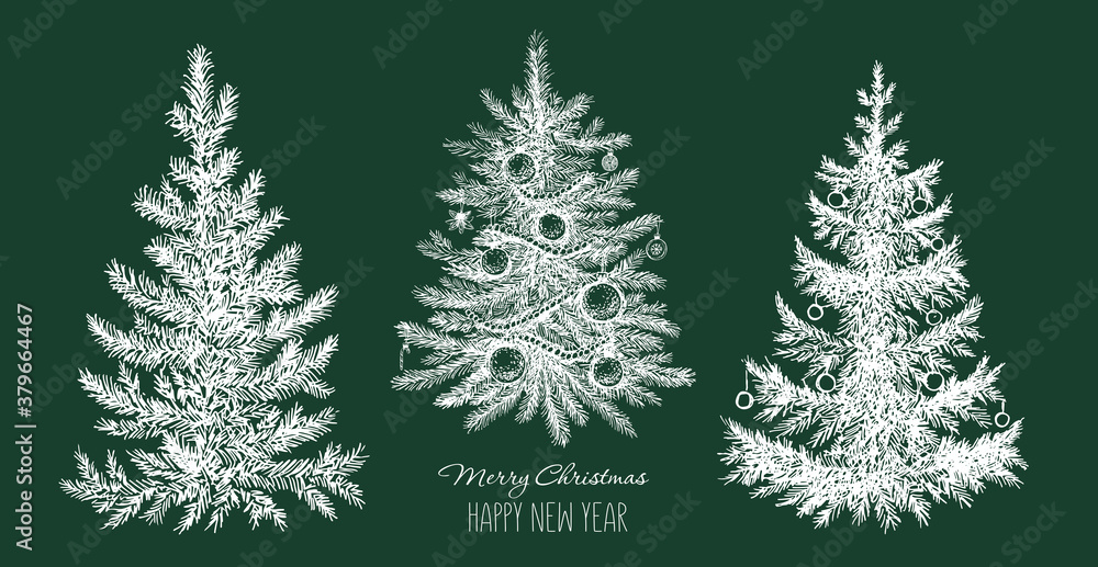 Obraz premium Christmas tree hand drawn illustration