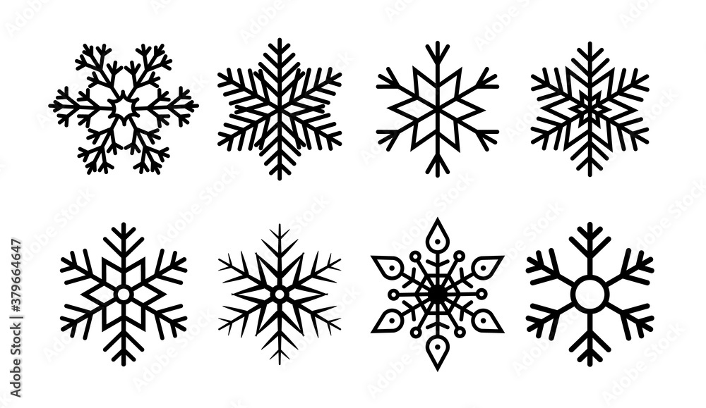 Snowflake for christmas. Icon geometric set of snow. Line winter ornament. White flake of snow. Frozen cold snowflake for xmas holiday. Graphic simple illustration of ice. December collection. Vector Snowflake for christmas. Icon geometric set of snow. Line winter ornament. White flake of snow. Frozen cold snowflake for xmas holiday. Graphic simple illustration of ice. December collection. Vector