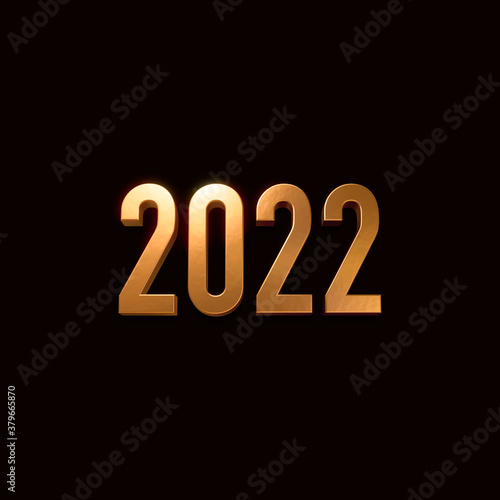 Gold font year 2022 isolated on black