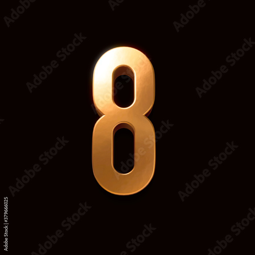 Gold font number 8 isolated on black