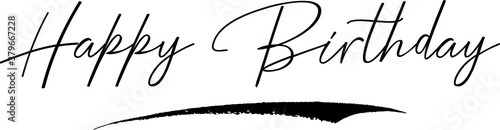 Happy Birthday Handwritten calligraphy White Color Text On 
Grey Background
