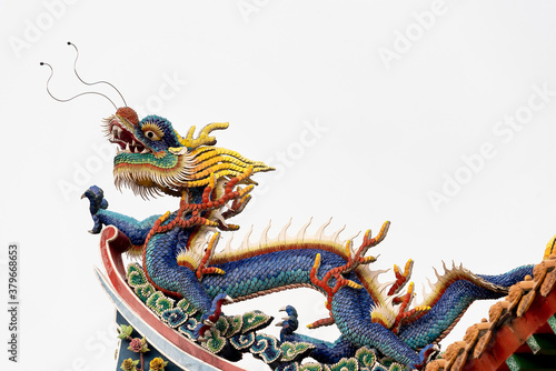 Colorful Chinese Dragon in Thean Hou Temple in Kuala Lumpur  Malaysia