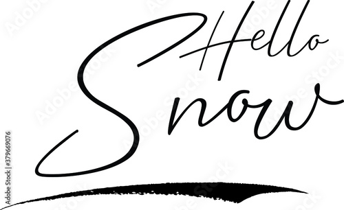 Hello Snow Typography Black Color Text on White Background