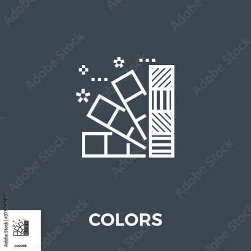 Colors Related Vector Thin Line Icon. Isolated on Black Background. Vector Illustration.