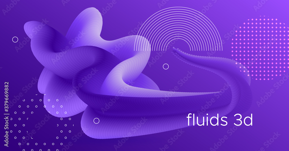 3d Fluid Vector. Flow Abstract Movement. Dynamic 
