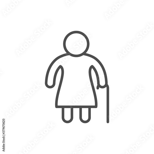 Old woman line outline icon