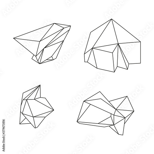 Abstract polygonal geometric shape. Low poly wireframe from lines. Vector illustration. Editable stroke.